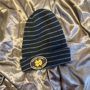 Norte Dame Striped Beanie - Navy and Yellow